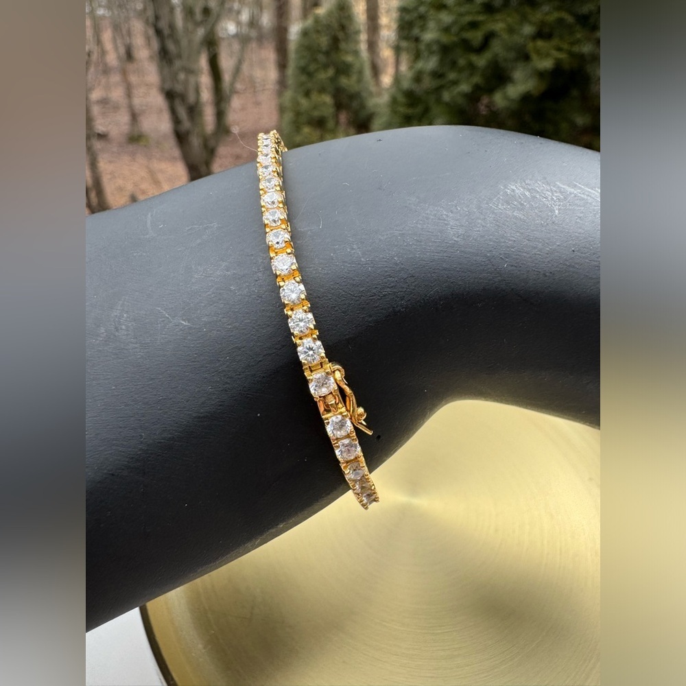 Wanderlust + Co CZ Tennis Bracelet 14K Gold Vermeil 6.25 Delicate